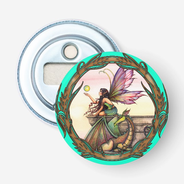 Fairy and Dragon Fantasy Art von Molly Harrison Flaschenöffner (Vorderseite)