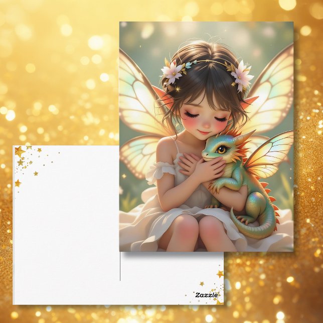 Fairy and Dragon | Keeping in Touch Postkarte (Von Creator hochgeladen)