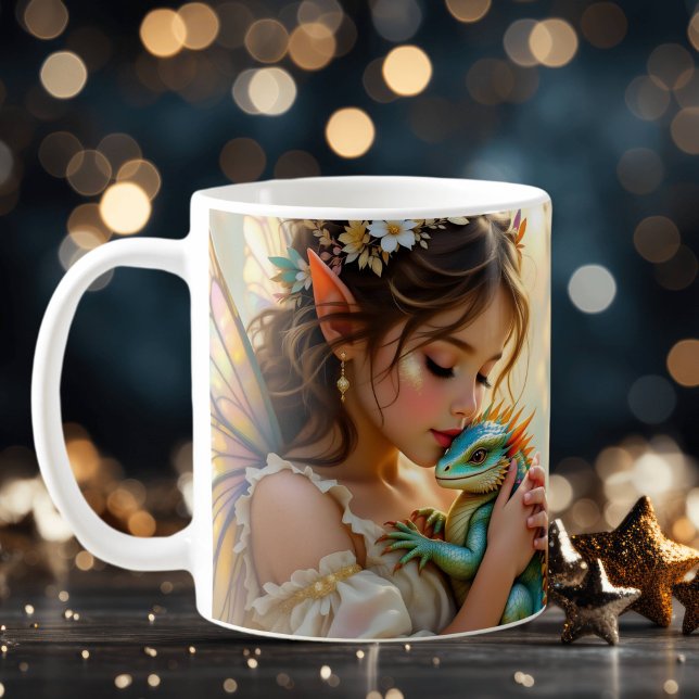 Fairy and Dragon Mystical Personalized Kaffeetasse (Von Creator hochgeladen)