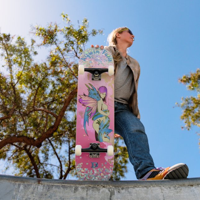 Fairy and Dragon On Pink D Brand Skateboard (Außenbereich 1)