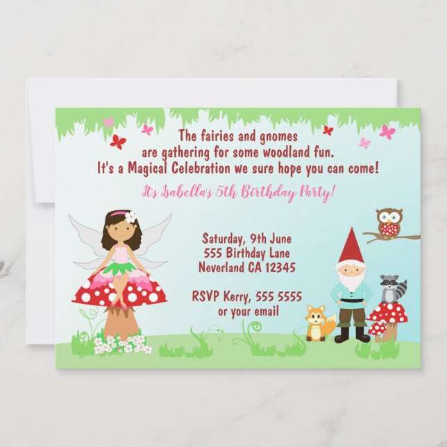 Fairy and Gnome Woodland Party | EINLADUNG (Vorderseite)