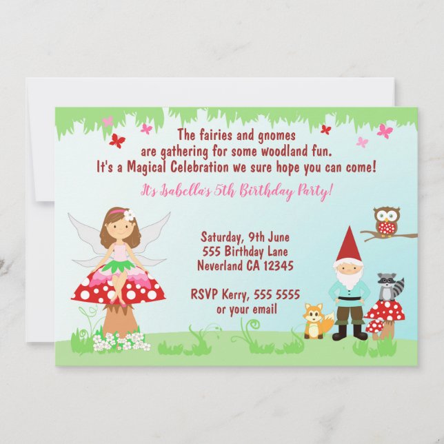 Fairy and Gnome Woodland Party | EINLADUNG (Vorderseite)