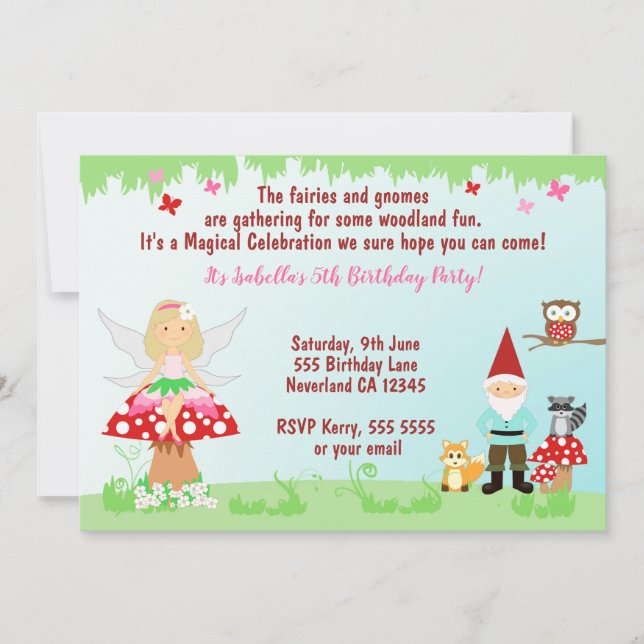 Fairy and Gnome Woodland Party | EINLADUNG (Vorderseite)