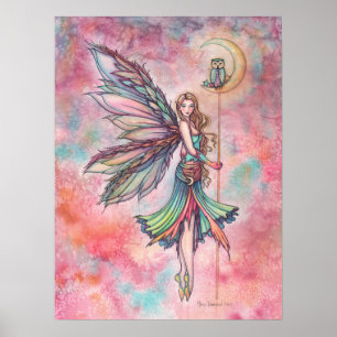 Fairy and Owl Fantasy Artwork von Molly Harrison Poster