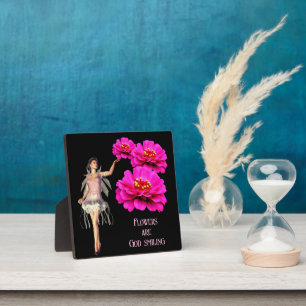 Fairy and Pink Zinnias Inspiration Fotoplatte