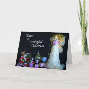 Fairy and Reindeer, Happy Christmas Card, Feiertagskarte