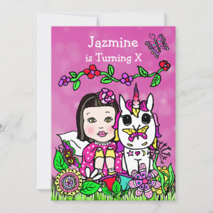 Fairy and Unicorn Invitation d'anniversaire
