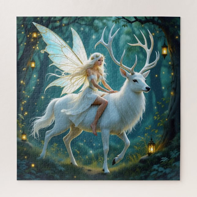 Fairy and White Deer Magical Forest (Vertikal)