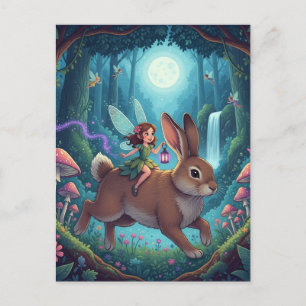 Fairy auf einem Kaninchen Postkarte