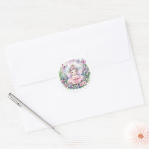 Fairy Baby & Butterfly Flutter Love Baby Shower Runder Aufkleber