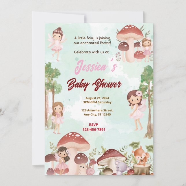 Fairy Baby Shower Einladung (Vorderseite)
