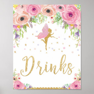 Fairy Baby Shower Geburtstagsgetränke Schildkröte Poster