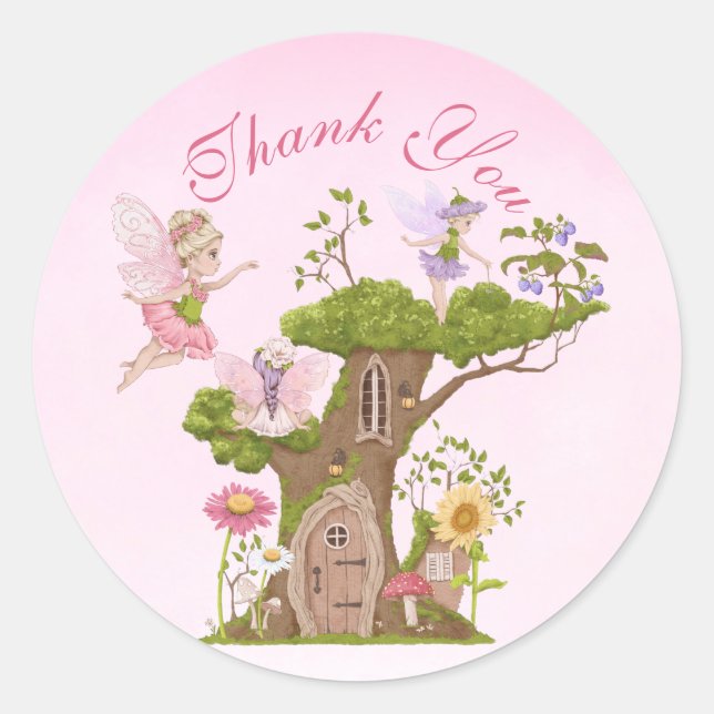 Fairy Baby Shower Illustrations Danke Umschlag Runder Aufkleber (Vorderseite)