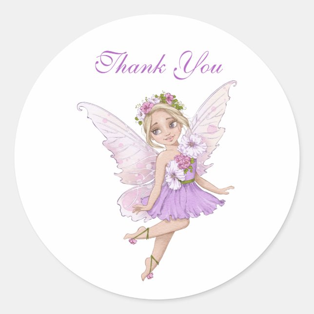 Fairy Baby Shower Illustrations Danke Umschlag Runder Aufkleber (Vorderseite)