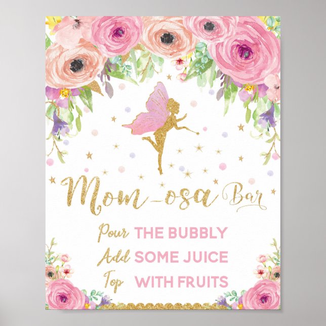 Fairy Baby Shower Mimosa Bar Sign Baby Girl Poster (Vorne)