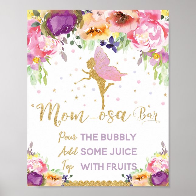 Fairy Baby Shower Mimosa Bar Sign Baby Girl Poster (Vorne)