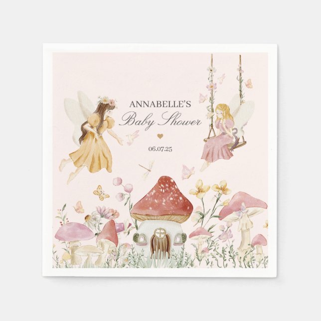 Fairy Baby Shower Party Tischdekor Serviette (Vorderseite)