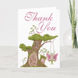 Fairy Baby Shower Pink Illustrationen Dankeskarte