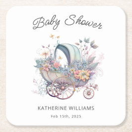 Fairy Baby Stroller Baby Dusche Rechteckiger Pappuntersetzer