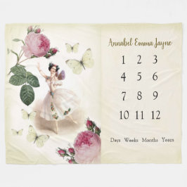 Fairy Ballerina Baby 1 Jahr Milestone Blanket  Fleecedecke