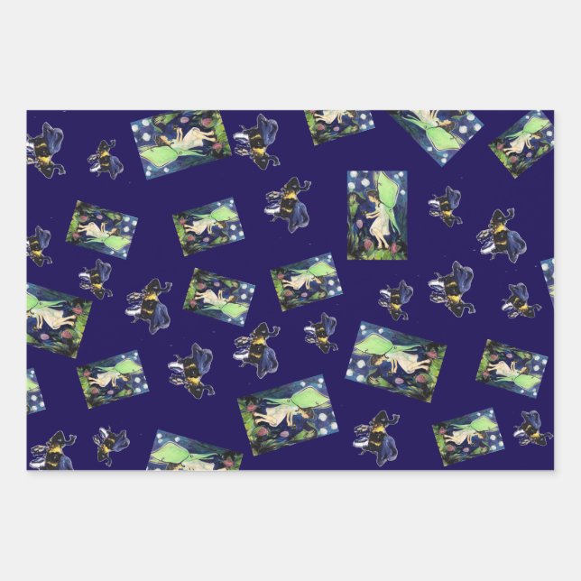 Fairy Bee Kind Maureen Girard Wildflowers Geschenkpapier Set (Vorderseite)
