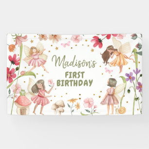 Fairy Birthday 1. Verzauberter Wald Mädchen Hinter Banner