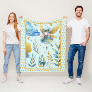 Fairy Birthday Aquamarin Gold Pink Princess Mairyt Fleecedecke