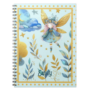 Fairy Birthday Aquamarin Gold Pink Princess Mairyt Notizblock