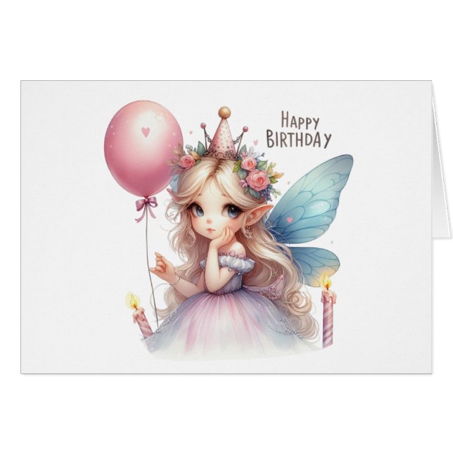 Fairy Birthday Card (Vorderseite (Horizontal))