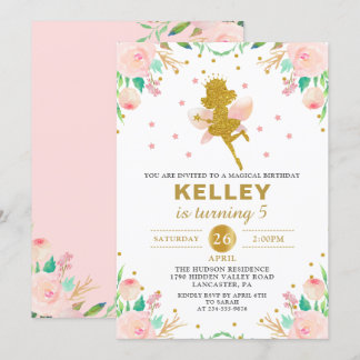 Fairy Birthday Einladung Pink Floral Girl Party