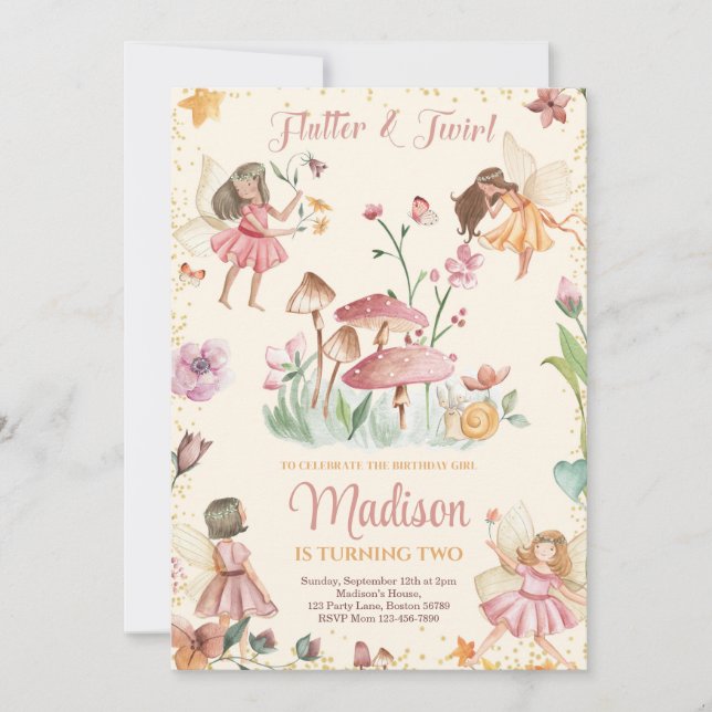 Fairy Birthday Einladung verzauberter Wald einlade (Vorderseite)