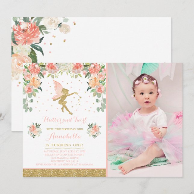 Fairy Birthday Einladung Whimsical Magical Party (Vorne/Hinten)