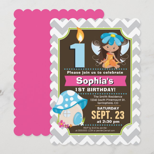 Fairy Birthday Invitation Girl Einladung (Vorne/Hinten)