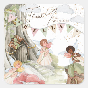 Fairy Birthday Quadratischer Aufkleber