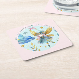 Fairy Birthday Teal Gold Pink Princess Fairytale Rechteckiger Pappuntersetzer