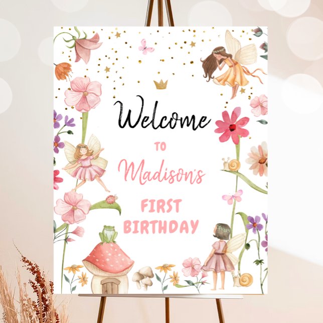 Fairy Birthday Welcome Enchanted Forest Girl Pink  Poster (Von Creator hochgeladen)