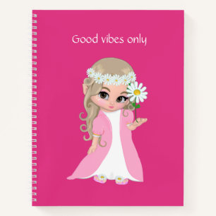 Fairy & Blume auf Vivid Pink Notizbuch