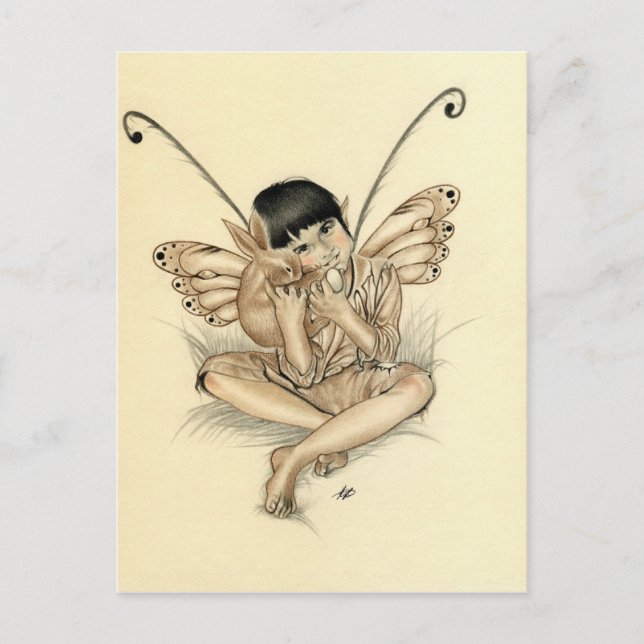 Fairy Boy Bunny Postcard Postkarte (Vorderseite)
