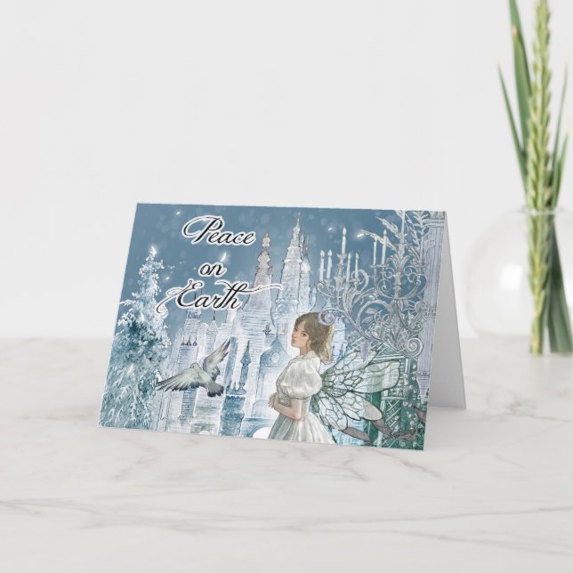 Fairy, Burg, Dove Weltfrieden Weihnachten (Vorderseite)