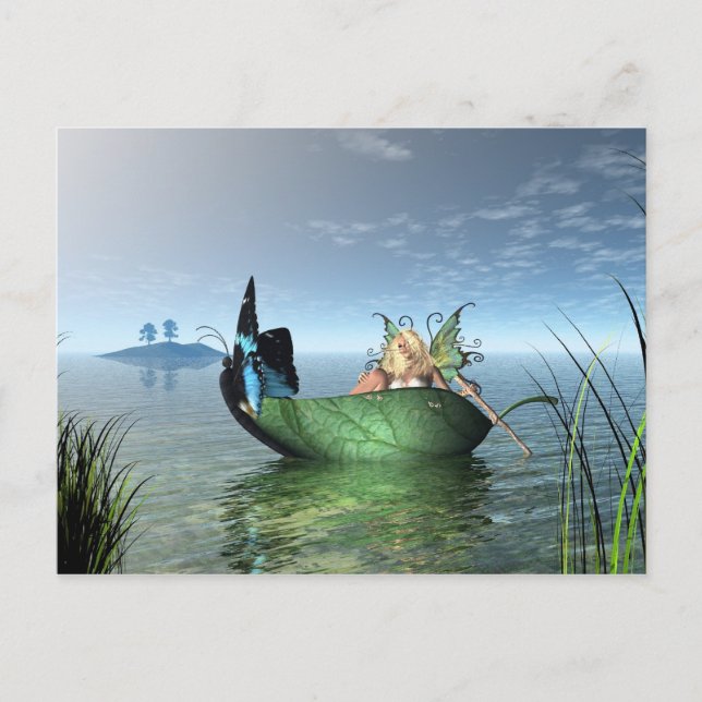 Fairy Butterfly Boat Postkarte (Vorderseite)