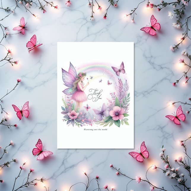 Fairy Butterfly Garden Flutter Liebe Baby Dusche Dankeskarte (Fairy Butterfly Garden Flutter Love Baby Shower Thank You Card)