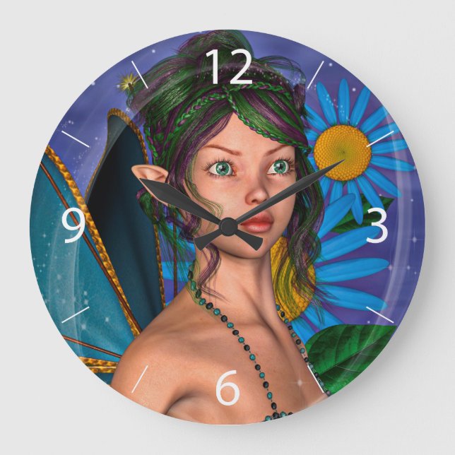 Fairy Butterfly Große Wanduhr (Vorderseite)