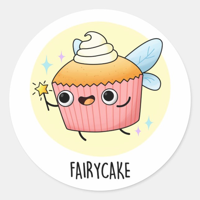 Fairy Cake Funny Cupcake Puff Runder Aufkleber (Vorderseite)