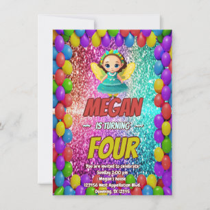 Fairy Cartoon invitation d'anniversaire pour enfan