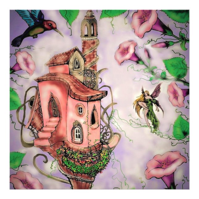 Fairy Castle mit Hummingbird Fotodruck (Vorne)