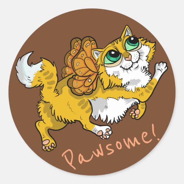 Fairy Cat Pawsome! Runder Aufkleber (Vorderseite)