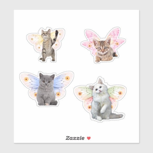 Fairy Cats - 3 Niedliche Kätzchen mit Feenings Aufkleber (Blatt)