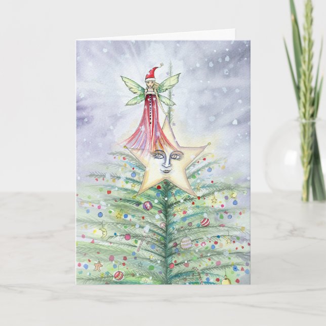 Fairy Christmas Tree Card Feiertagskarte (Vorderseite)