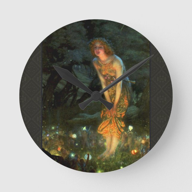 Fairy Circle Fairies Midsommer Eve Runde Wanduhr (Vorderseite)