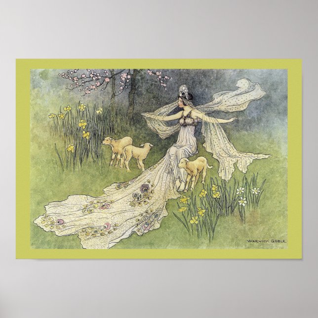 Fairy Coquette und Lambs von Warwick Goble Poster (Vorne)